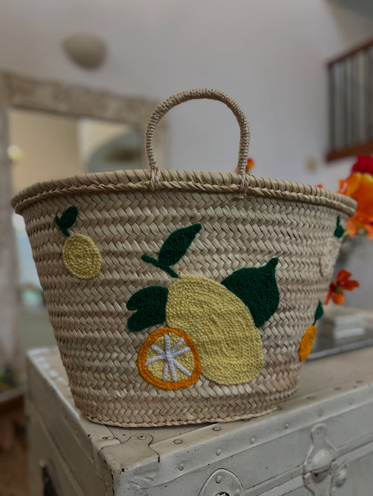 Lemon straw bag Large