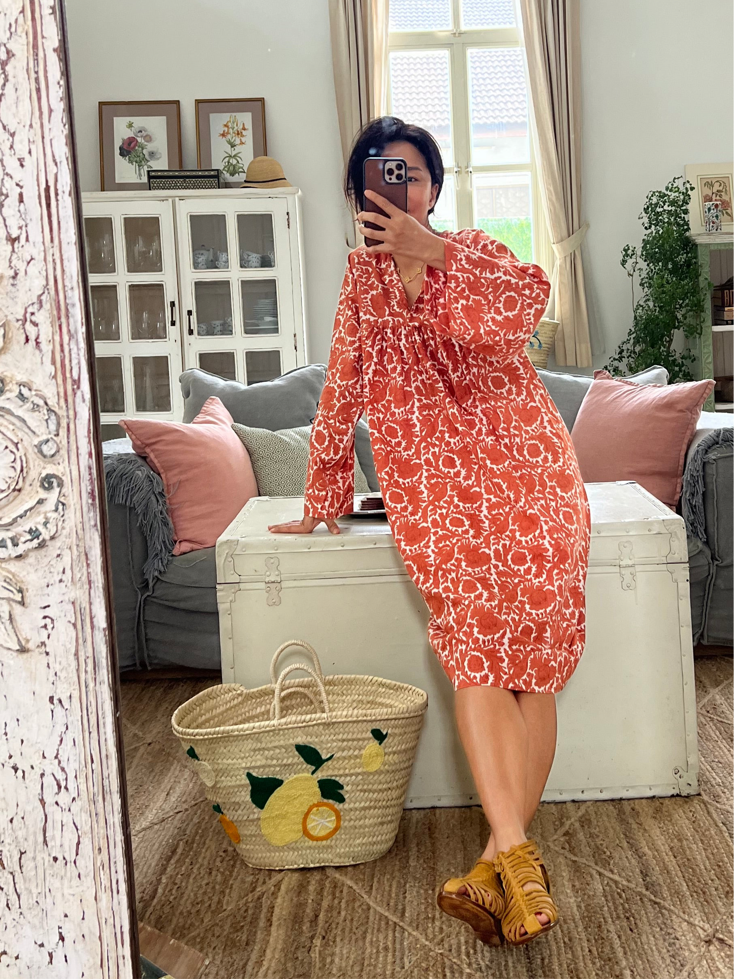 Lemon straw bag Large